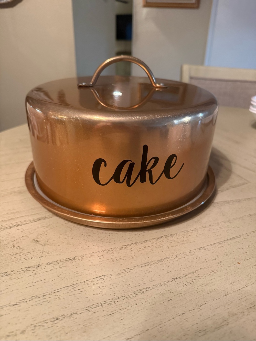 Copper Metallic Metal Round Cake Stand w/ Lid Dome Cover, 10 in, 1 Tier